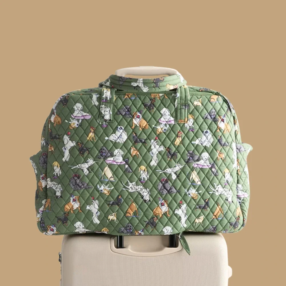 New Vera Bradley Large Weekender Travel Luggage Bag Dog Park Green